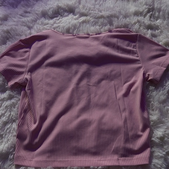 Pink Ribbed Button-Up Top - Picture 2 of 3